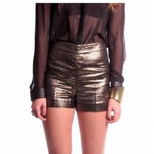 DvF, gold shimmery, high waisted hot shorts